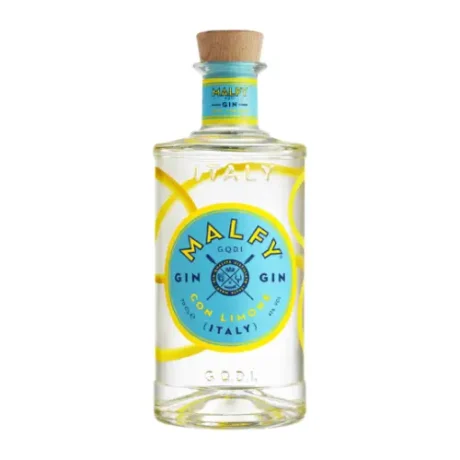 Malfy Con Limone Italian lemon gin bottle with glass NZ